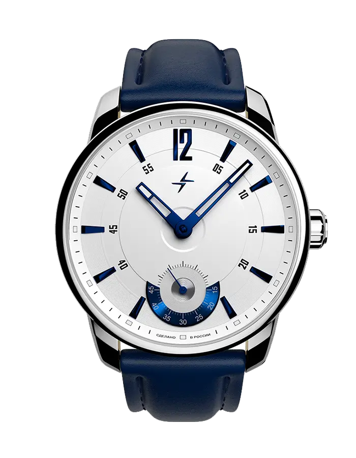Tribute 1984 White Blue 3.1 font - Molniya Watches